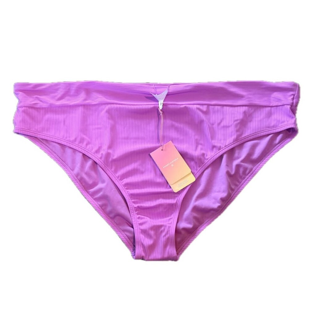 NWT Stoney Clover High-Leg High-Waist Ribbed Bikini Bottom - 4X (28W-30W) Purple